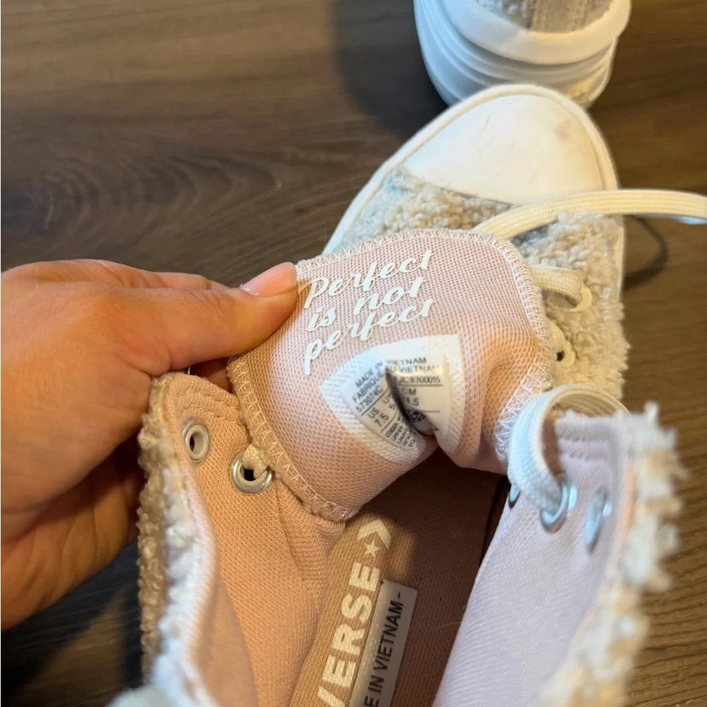 Sherpa Converse Cream High-Top Sneakers - Picture 4 of 4
